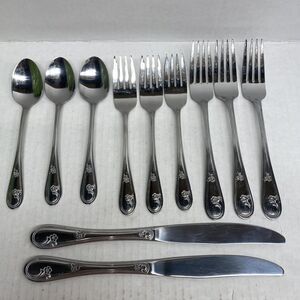 Northland Oneida Devon Mixed Lot Of 11 Flatware Stainless Korea Flowers Dining